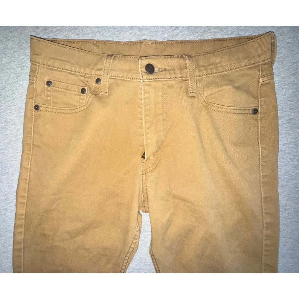 Levi 513 Mens Slim Straight Jeans Pants Khaki Tan Size 30x30 Workwear Streetwear